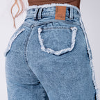 BERMUDA JEAN ELASTICO AZUL CLARO