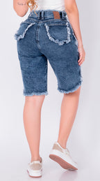 BERMUDA JEAN ELASTICO AZUL OSCURO